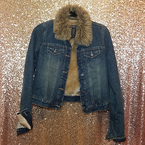 Abercrombie Fitch Faux Fur Jean Jacket 